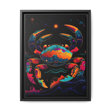 Neon Tide Crab Canvas Wall Art with Frame